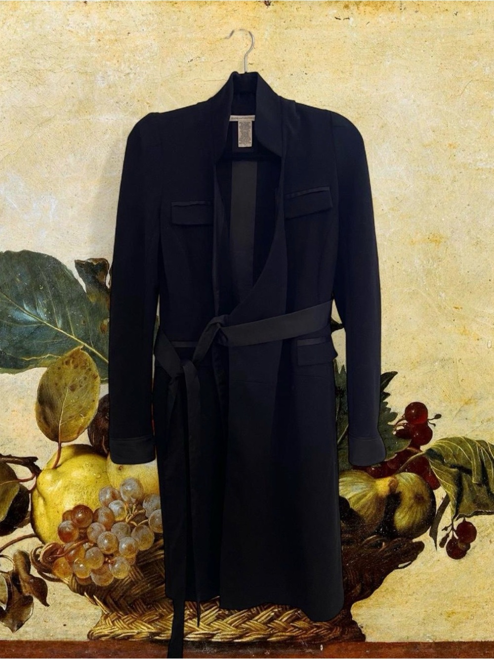 Diane Von Furstenberg Black Structured Collar Wrap Dress